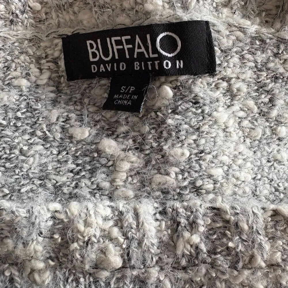 Buffalo‎ David Bitton Textured Yarn Sweater Light Gray Wool Blend Size Small